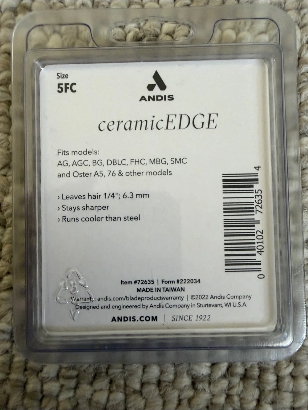 Andis CeramicEDGE 5FC Replacement Blade - Silver/Black
